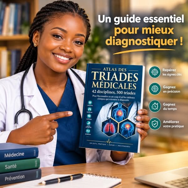 Une jeune médecin montre l'Atlas des Triades Médicales